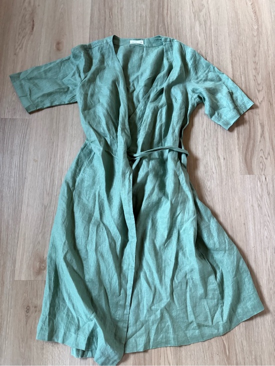 Grae Cove Dresses & Skirts - Grae Cove Linen Wrap Dress Green M